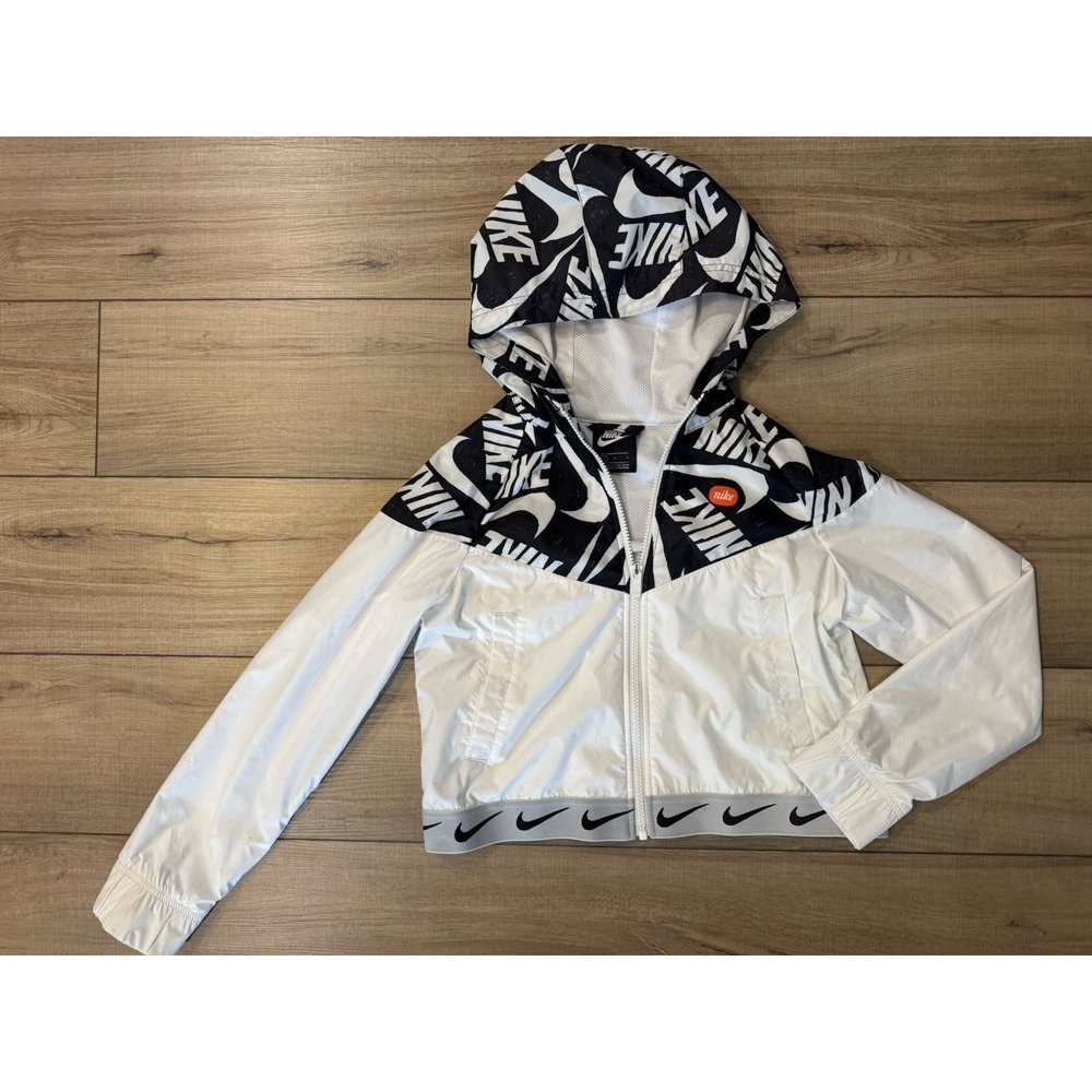 Nike Sportswear Windrunner J White Children's Jacket Girls L Large Wind Sporty